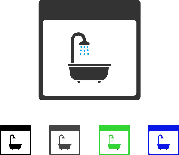 淋浴浴缸日历页面平图标图片下载