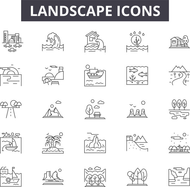 景观线图标用于网页和手机设计图片下载