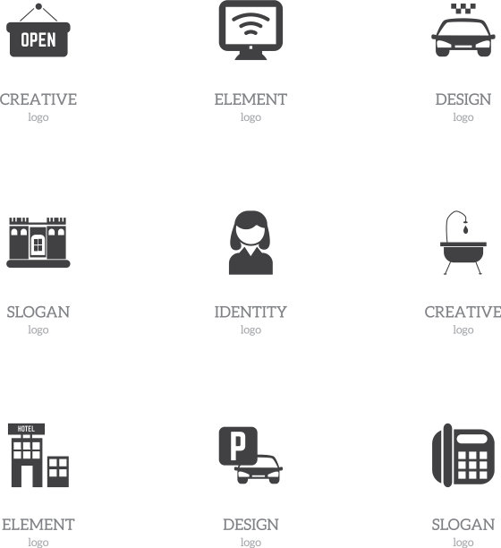 一套9可编辑的广场图标包括符号图片下载