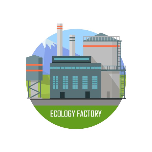 生态工厂生态植物图标在扁平风格图片下载