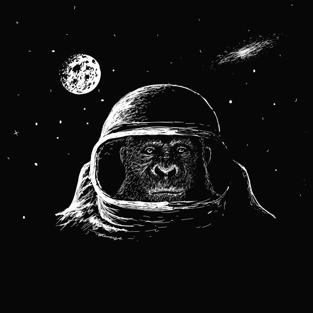 猴子宇航员在外太空图片下载