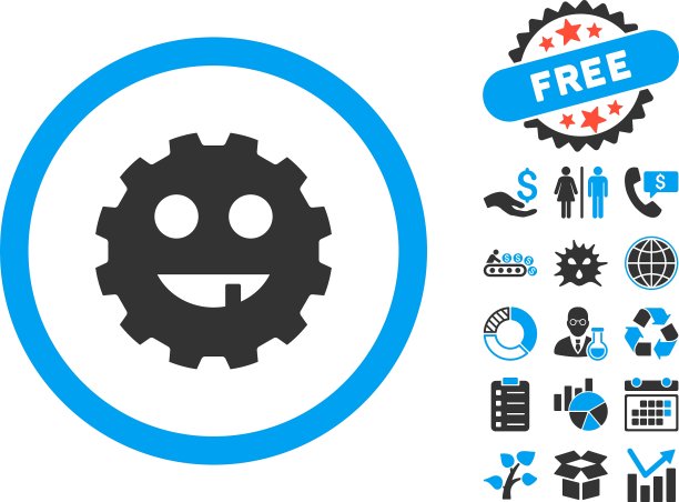 无齿齿轮Smiley平面图标与奖金图片下载