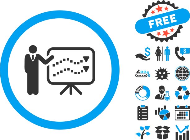 趋势讲座平面图标与奖金图片下载