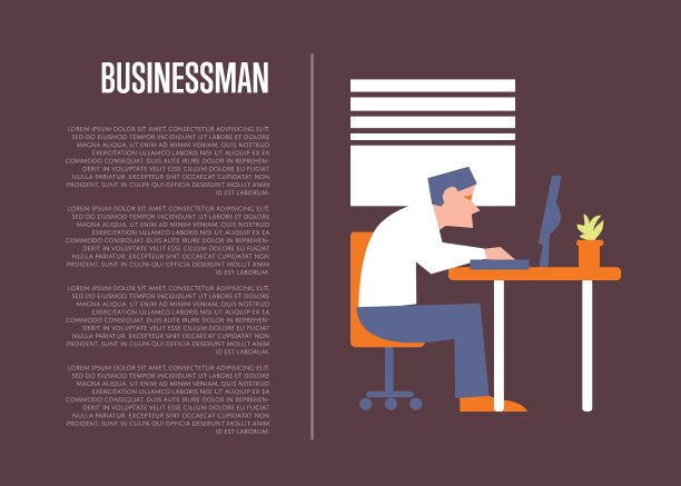 商业旗帜与商人在桌子上图片下载