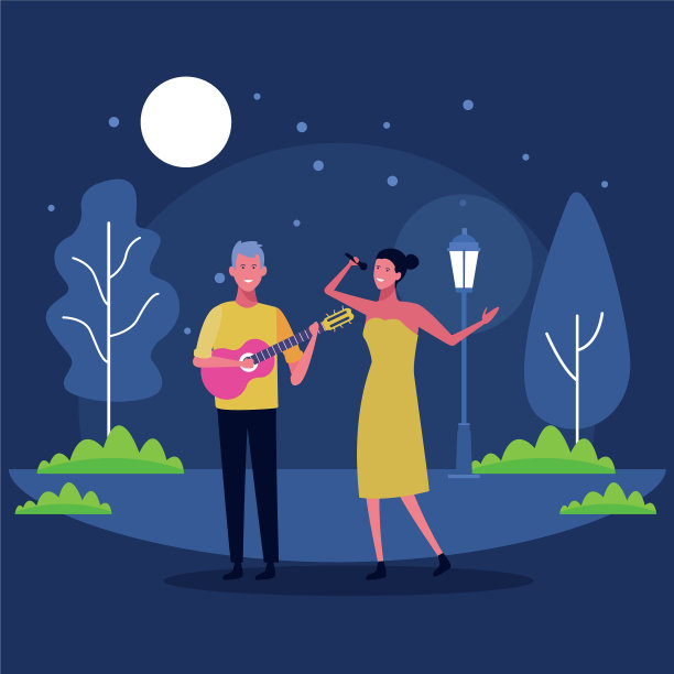 弹吉他的音乐家卡通图片下载