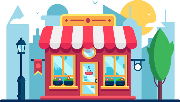 超市商店大楼在现代城市街道图片下载