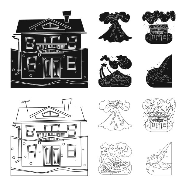 孤立对象的天气和遇险标志集图片下载