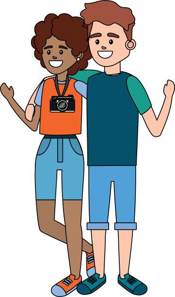 旅游两个卡通图片下载