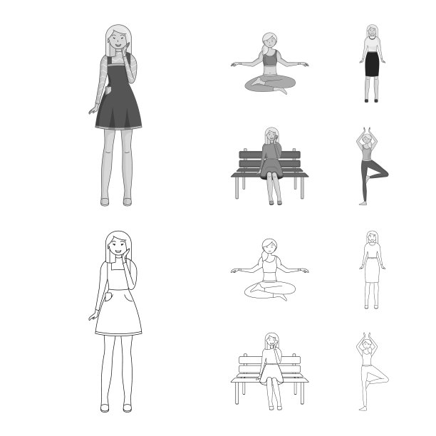 姿态和情绪标志的设计集图片下载