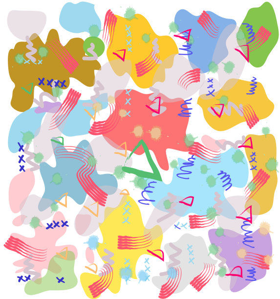 孟菲斯风格的几何图案和线条元素图片下载