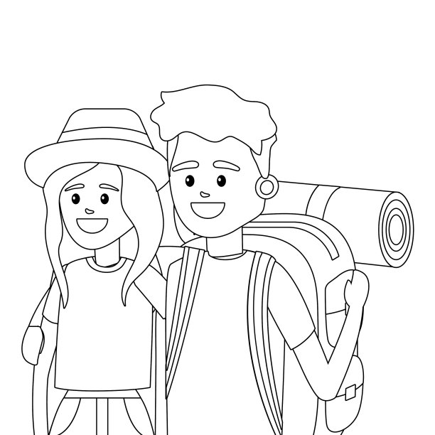 旅游两个卡通图片下载