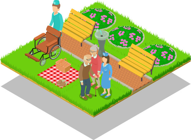 养老院概念横幅等距风格图片下载