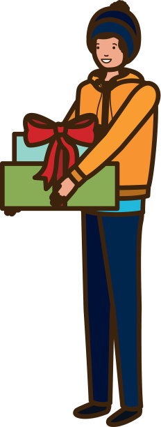 男人与礼品盒化身的角色图片下载