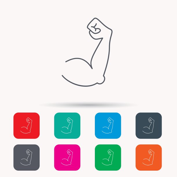 二头肌图标健美者强壮的手臂标志图片下载