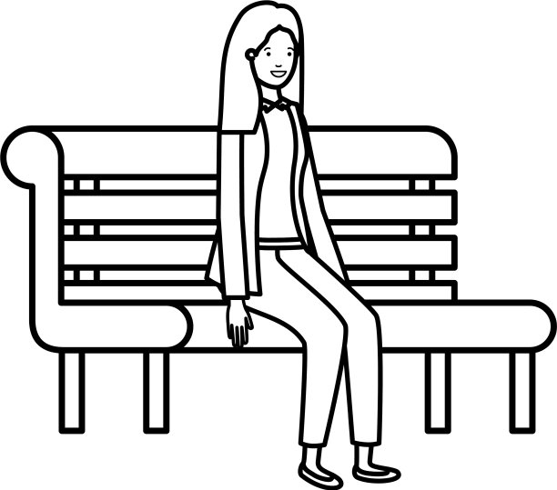 女商人坐在公园椅子上的头像图片下载