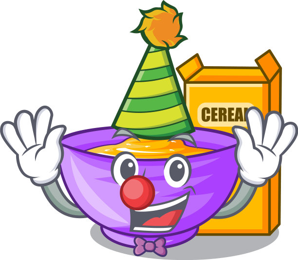 小丑麦片盒孤立的卡通图片下载