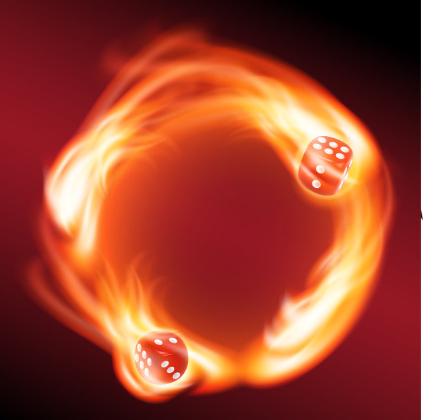 在火中环绕着两个红色的骰子图片下载