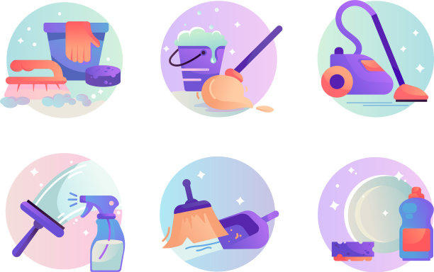 设置吸尘器铲子和扫帚的图标图片下载