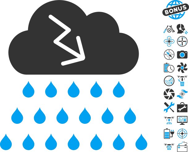 雷雨云图标与直升机工具图片下载