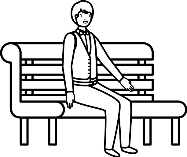 商人坐在公园椅子上的化身图片下载