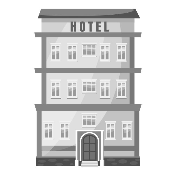 酒店建筑图标为灰色单色风格图片下载
