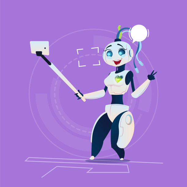 可爱的女机器人自拍照片微笑的现代图片下载