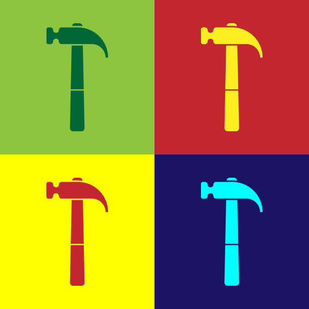 颜色锤图标孤立的颜色背景图片下载