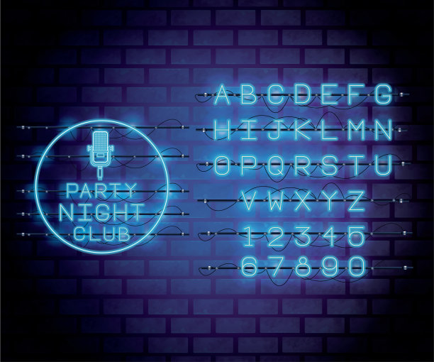 霓虹灯字母字体图片下载