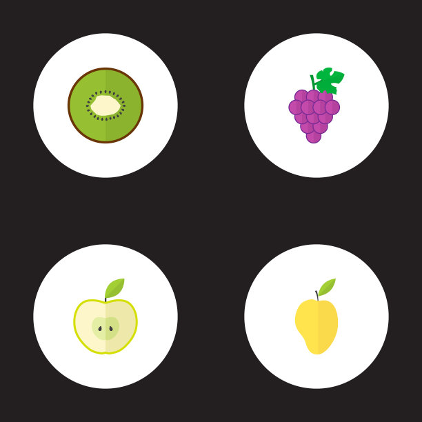 一套维生素图标，用扁平化风格的符号图片下载