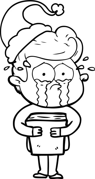 线画一个哭泣的男人拿着书穿图片下载