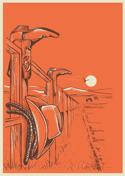 穿着牛仔服的美国牧场景观图片下载