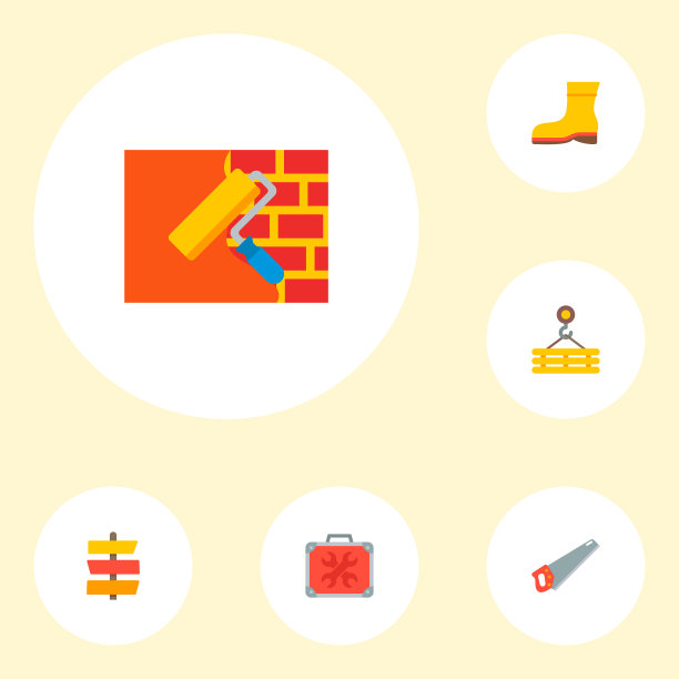 一套行业图标与扁平样式符号图片下载