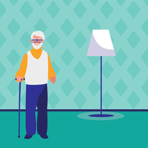 可爱的爷爷和拐杖人物图片下载