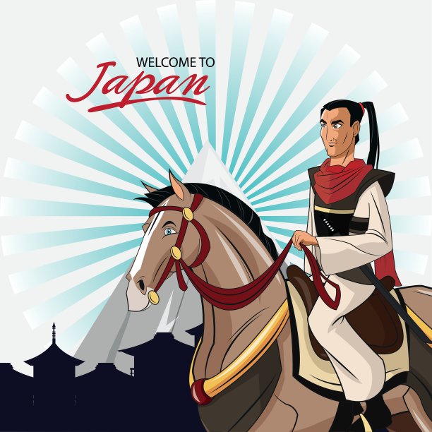 武士和马的卡通设计图片下载