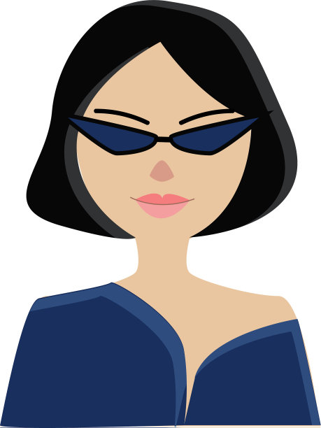 一个穿着蓝色衬衫戴着墨镜的女孩的肖像图片下载