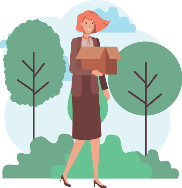 年轻女子拿着纸板箱图片下载