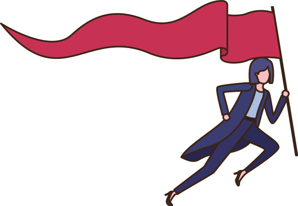 商业女性运行旗帜头像的角色图片下载