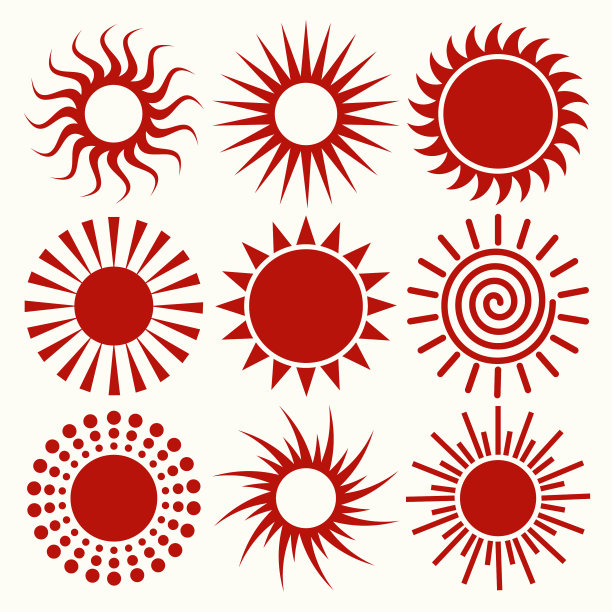 一组不同的太阳图标图片下载