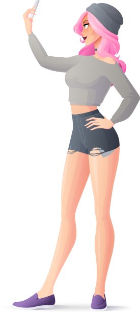 孤立的漂亮女人摆姿势自拍图片下载