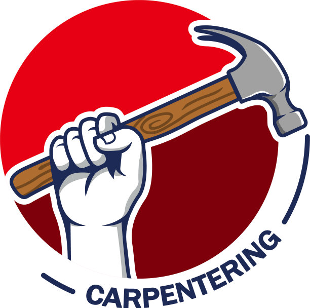 手抓锤子木工徽章图片下载