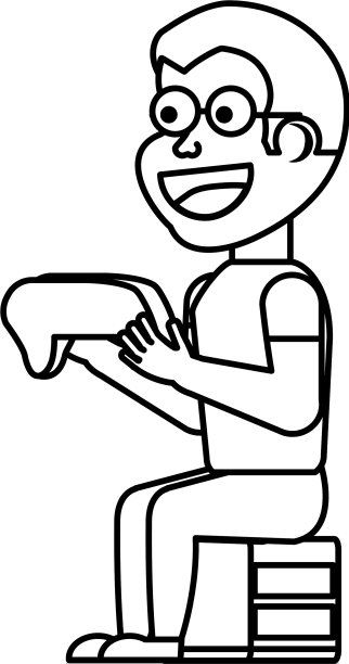 男孩和游戏控制角色坐在一起图片下载