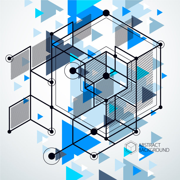 抽象的几何三维元素在未来图片下载