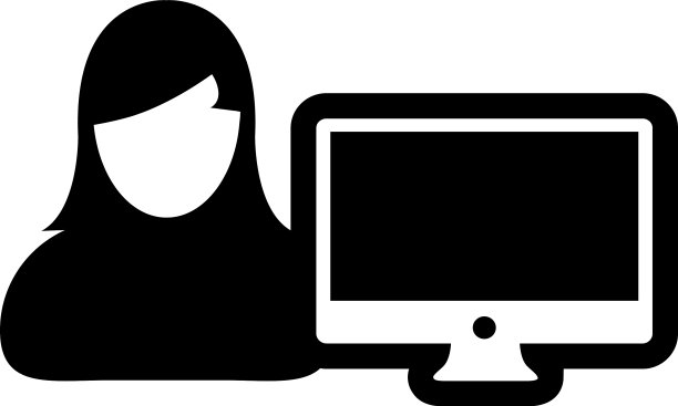工人图标女性用户与电脑图片下载