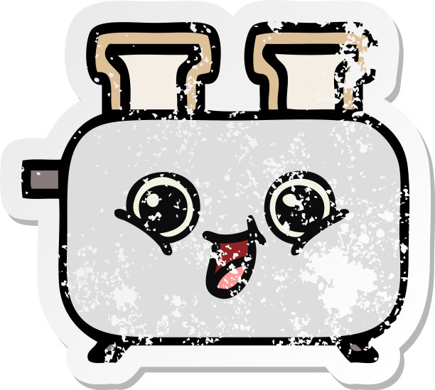 一个可爱的卡通烤面包机的苦恼贴纸图片下载