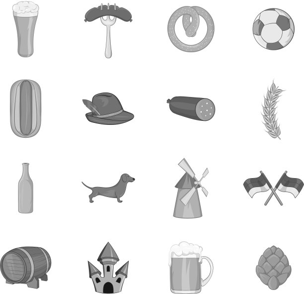 德国图标设置黑色单色风格图片下载