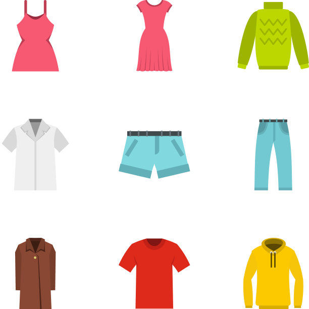 服装图标设置扁平风格图片下载