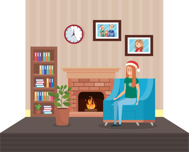 爷爷穿着圣诞衣服坐在沙发上图片下载