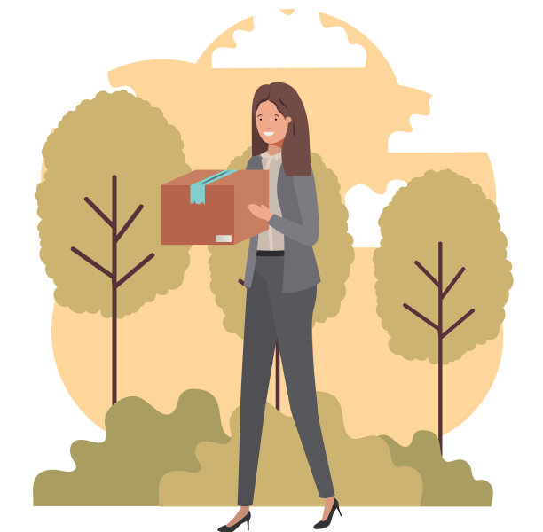 年轻女子拿着纸板箱图片下载