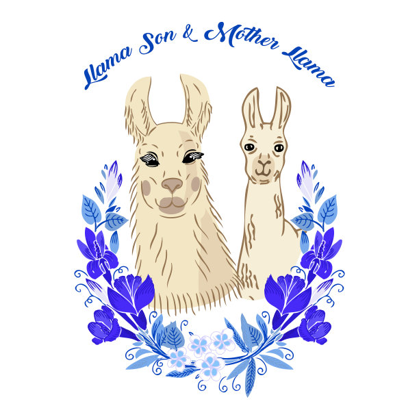 大羊驼用花圈画动物图片下载