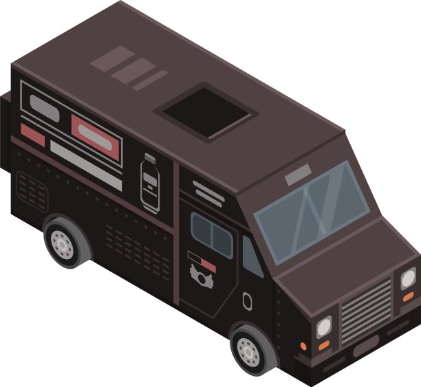 黑色饮料卡车图标等距风格图片下载